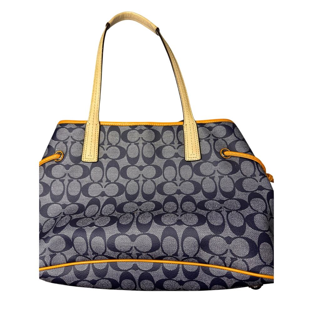 Coach Signature Stripe Canvas Carryall Tote Y2K Preppy - Picture 3 of 13